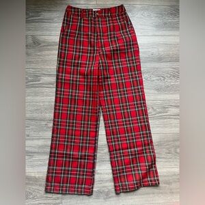 Princess Polly Red Plaid Wide Leg Punk Rock Pants Size 4 90s Y2K Skater Emo